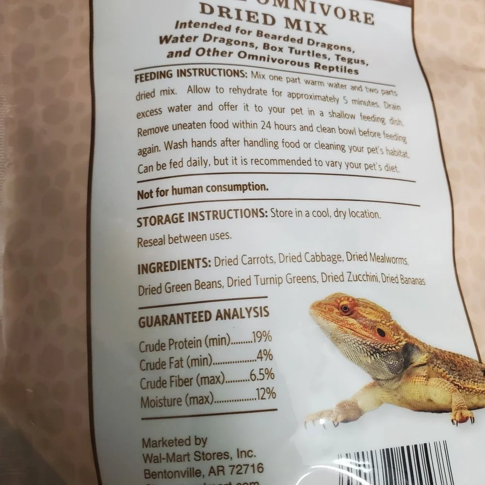 Aqua Culture Reptile Omnivore Dried Mix, 4 oz, 3pk Dried Mealworms Veg Fruit Mix